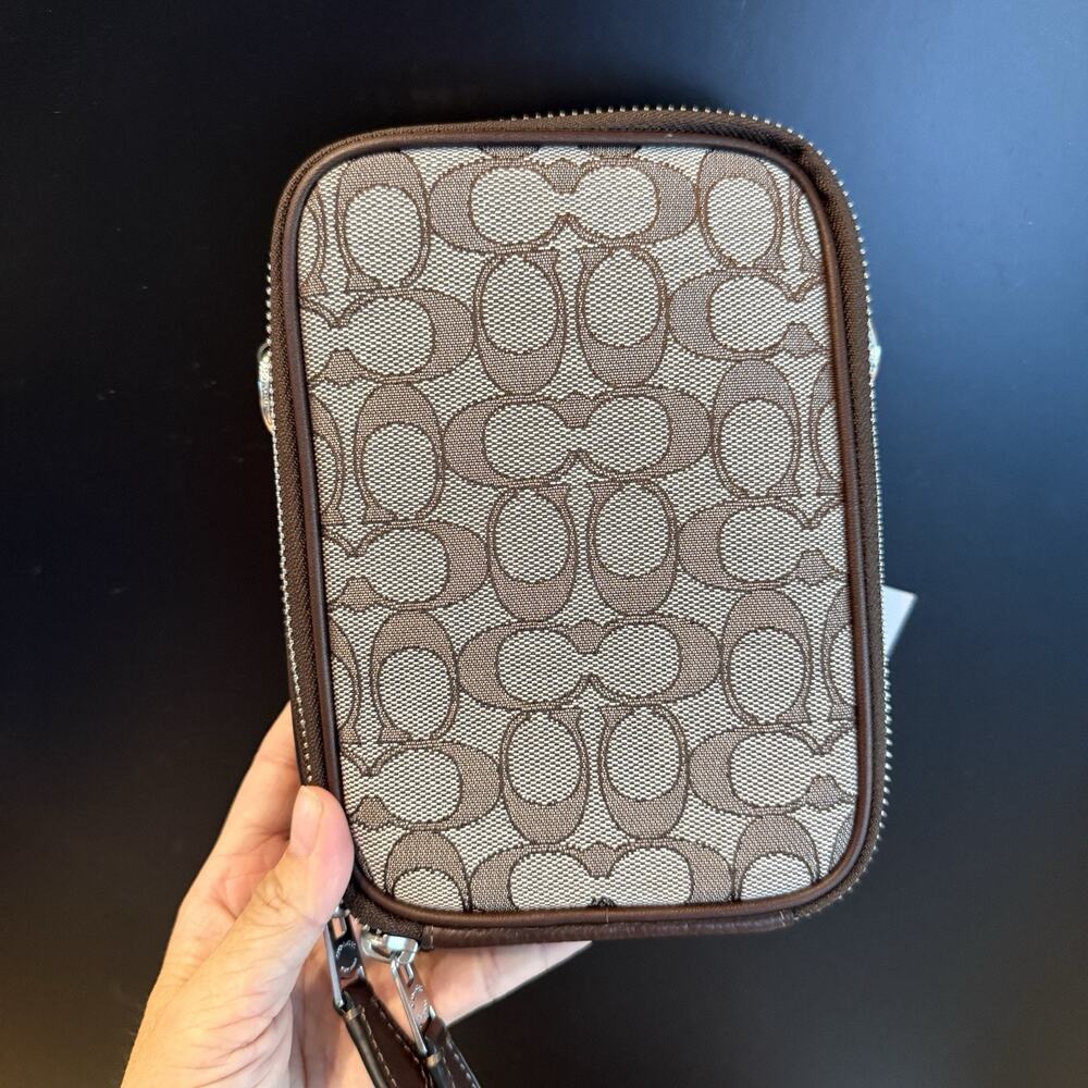 NWT Coach Men's Stanton Crossbody In Signature Jacquard Silver/Oak/Maple CH097 - Picture 4 of 13